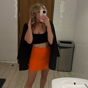 Hot orange mini skirt